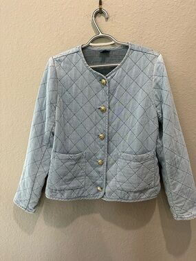 J. Jill Denim Quilted Jacket With Gold Tone Buttons Sz S NWOT - Oversized